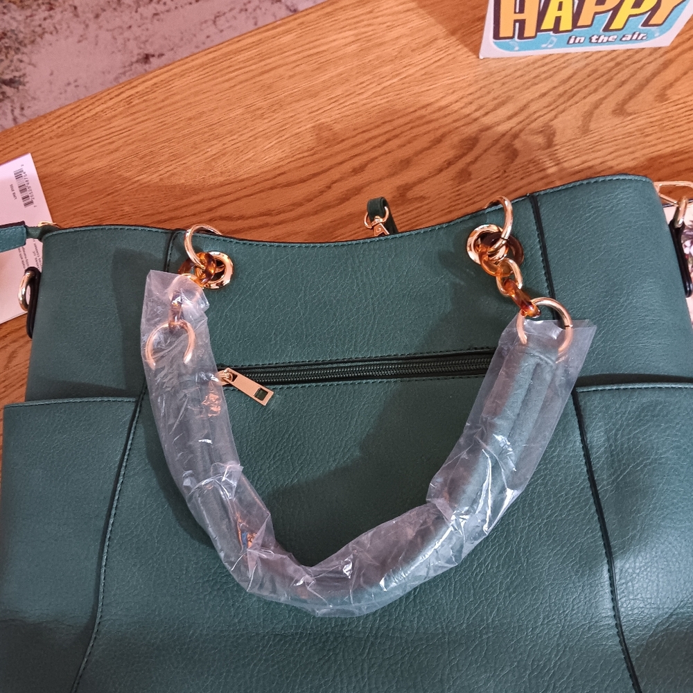 MKF Green Structured Tote Shoulder Bag